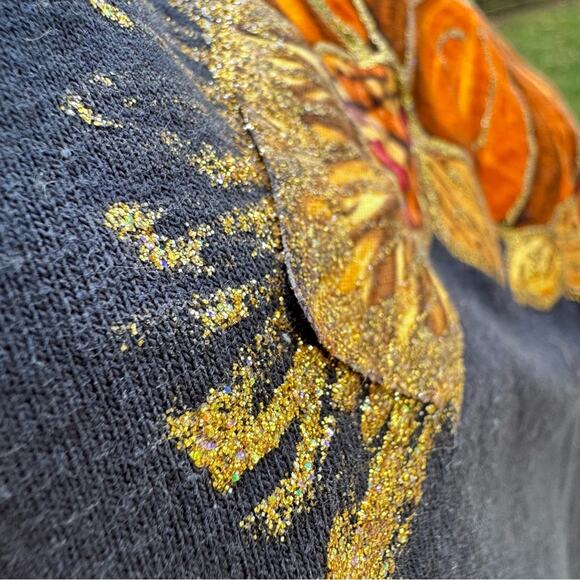 Vtg Autumn Fall Thanksgiving Best Fruit of the Loom Black USA T-Shirt XXL *Flaw* - Picture 12 of 12